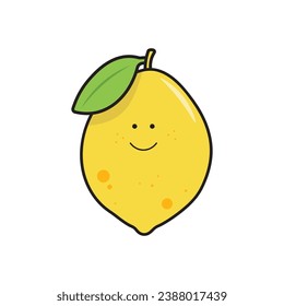 Vector illustration color children cute smiling fruit lemon clipart