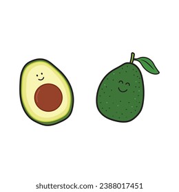 Vector illustration color children cute smiling fruit avocado clipart