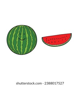 Vector illustration color children cute smiling fruit watermelon clipart