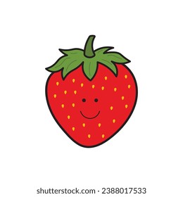 Vector illustration color children cute smiling fruit strawberry clipart
