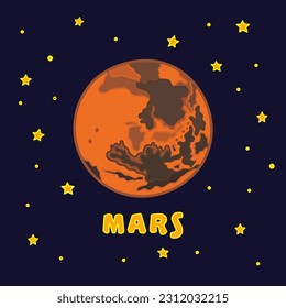 Vector illustration color children mars with stars icon flat design illustration