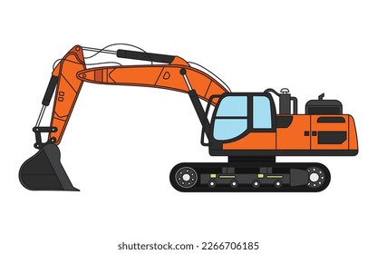 Vector illustration color children medium crawler excavator construction machine clipart