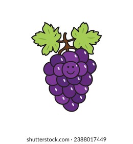 Vector ilustrado color niños sonrientes uvas de fruta clipart