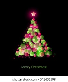 Vector illustration color Christmas tree.  Holiday background