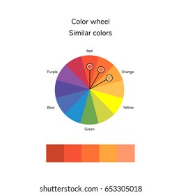 vector illustration of color circle, analogous color, similar color, infographics