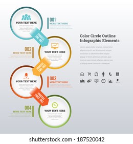Vector illustration of color circle outline infographic elements.