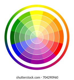 Vector illustration of color circle of twelve colors. Gradation of colors in the circle.