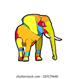 Vector illustration - Color elefant on the white background