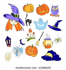 Vector illustration of color elements of Halloween
