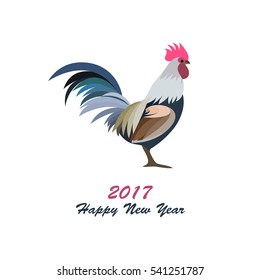Vector illustration of color flat silhouette of cock, rooster