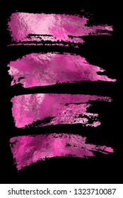 Vector illustration of color foil paint smear stroke stain set. Abstract colour glittering textured art illustration. Abstract metal glittering textured art.