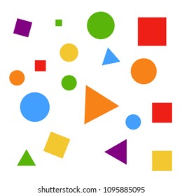 Vector illustration of color geometric figures: circle, triangle, square