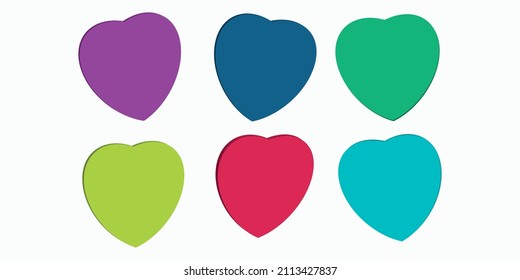 Vector Illustration, Color hearts different 6 rotation