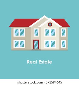 Vector illustration of color house and real estate
