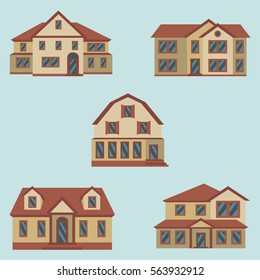 Vector illustration of color house set icons
