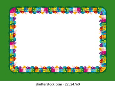 Vector illustration color houses in frame