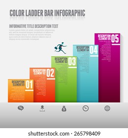 Vector illustration of color ladder bar infograpic design elements.