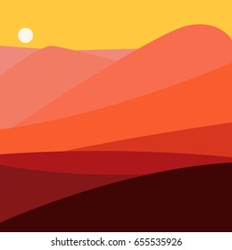 Vector illustration of color landscape with mountain peaks