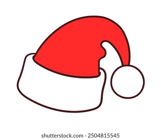 Vector illustration of color line art  isolated  Santa Hat design element