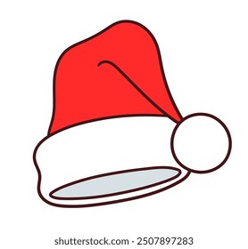 Vector illustration of color and line  isolated  Santa Hat design element