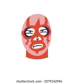 Vector illustration color mexican wrestler. Wrestler fighter in mask character.