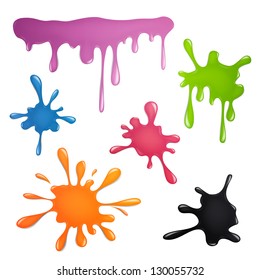 Vector Illustration of Color Paint Splashes