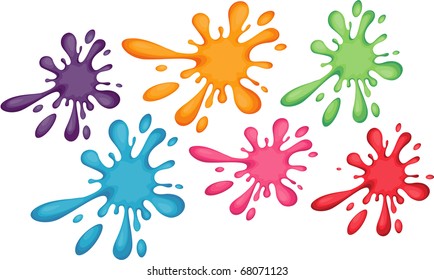 Vector illustration of color paint splashes.
