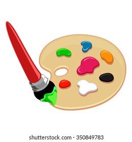 Vector Illustration of Color Palette and Paintbrush