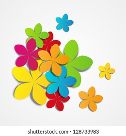 Vector illustration of color paper flowers