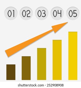 Vector illustration of color paper graph with numbers