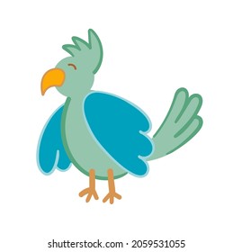 Vector illustration color parrot. Flat style. Pirate parrot