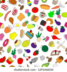 Vector illustration of color pattern with food.