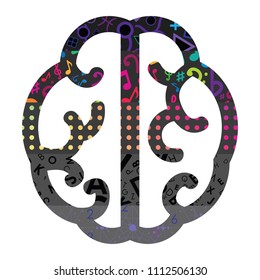 vector illustration of color patterned brain for creativity and innovation concepts