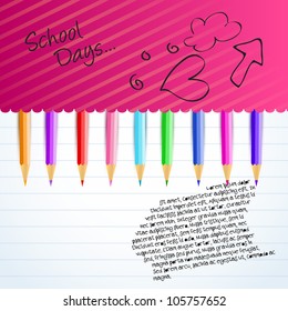 vector illustration of color pencil arrange in paper