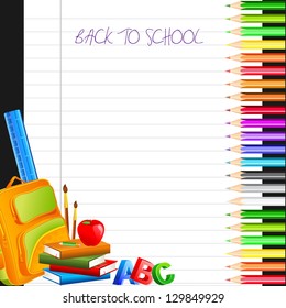 Vector Illustration Color Pencil Bag Book Stock Vector (Royalty Free ...