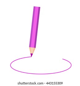 Vector illustration of color pencil drawing circle isolated on white background 