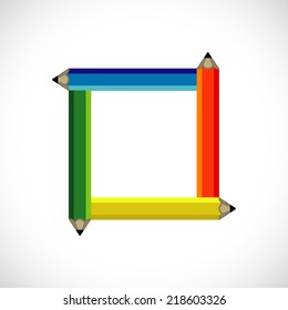 Vector illustration of a color pencils frame