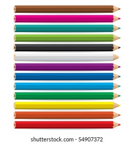 Vector illustration of color pencils on white background