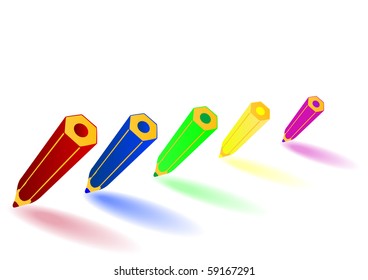 Vector illustration color pencils on a white background