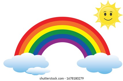 Vector illustration of Color Rainbow With Clouds