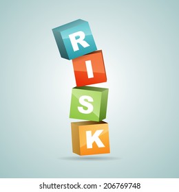 Vector Illustration Of Color Risk Blocks Falling.