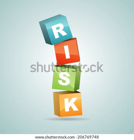 Vector illustration of color risk blocks falling.