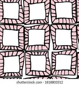 Ilustración vectorial, patrón transparente de color, fondo, textura de cuadrados y rectángulos, doodling para diseño de papel, tela, interior