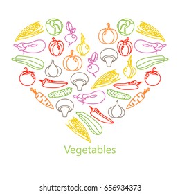 Vector illustration of color set of vegetables