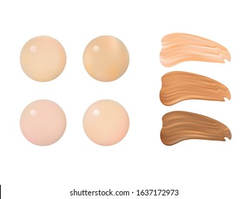 Vector Illustration of Color Shades Palette For Foundation Make Up. Isolated On White Background.