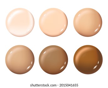 Vector Illustration of Color Shades Palette For Foundation.Make up cosmetic for banner, poster. Liquid foundation background with cream tube. Vector illustration