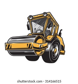 Vector illustration of  color steamroller on white background