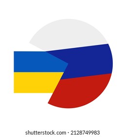 Ilustración vectorial de rayas de color en rojo y amarillo gris sobre el concepto de fondo blanco de la crisis de Rusia y Ucrania 