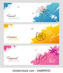 Vector illustration of Color summer set with splash