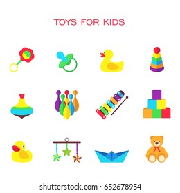 Vector illustration of color toys for kids